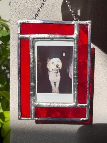 Stained Glass Polariod Frame - Transparent Red