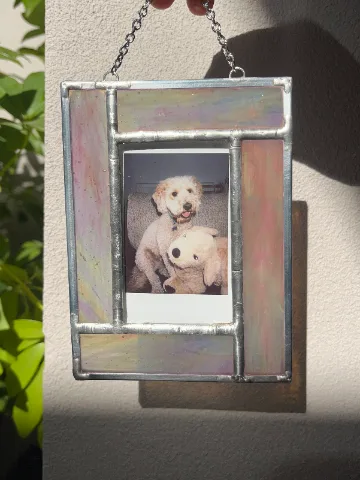 Stained Glass Polariod Frame - Iridescent pink